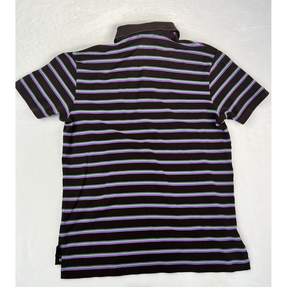 Men's Vintage Polo Ralph Lauren Striped  Polo Shirt Brown‎ Purple Green Size XL - Picture 10 of 10